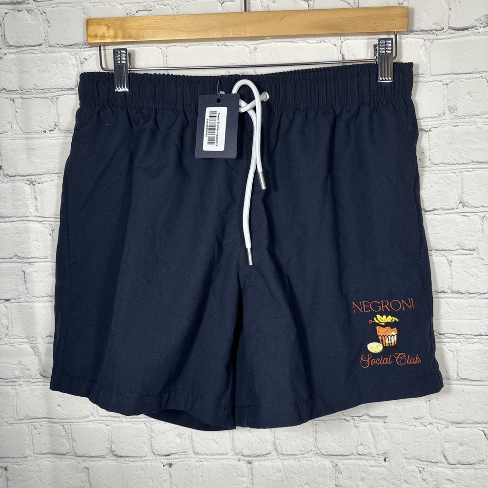 NEW Collars and & Co Swim Trunks Mens Small Negroni Club Board‎ Shorts Swimwear